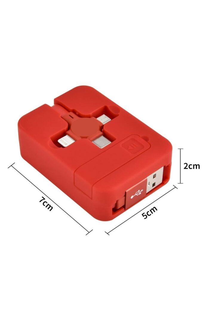 BUFFER® Cep Tipi Telefon Tutuculu Makaralı Uzayıp Kısalabilen 3'ü 1 Arada USB Şarj Kablosu - Görsel 8