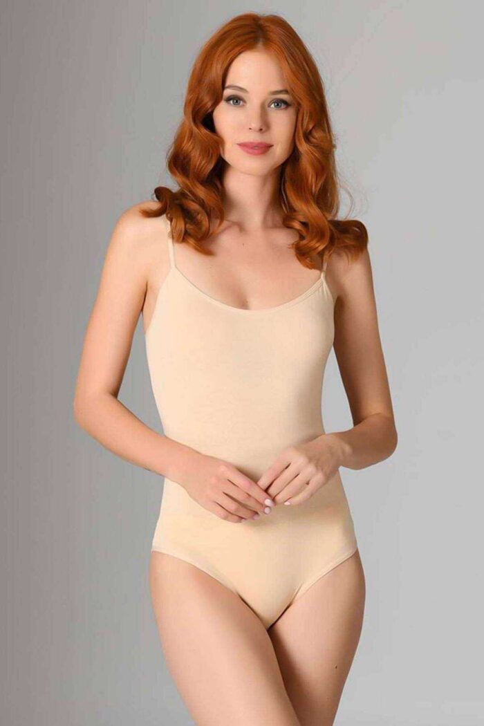 2 Adet İp Askılı Kadın Çıtçıtlı Body Ten - Görsel 2