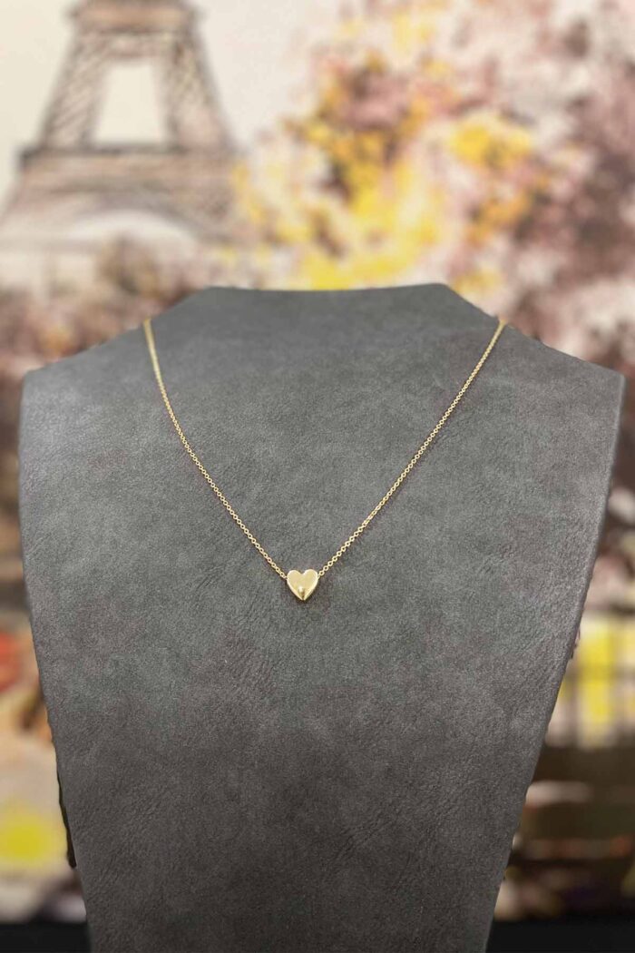 Altın Kaplama Minimal Kalp Tasarım İnce Zincirli Kolye 40 cm - Görsel 2