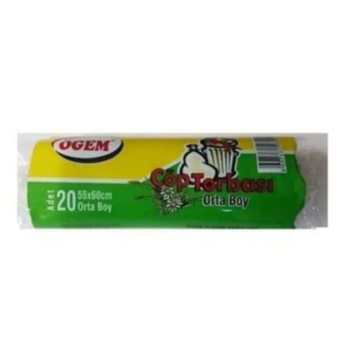 Orta Boy Çöp Torbası 55 x 60 cm 20 Li Rulo x 1 Paket = 20 Adet (Mavi)