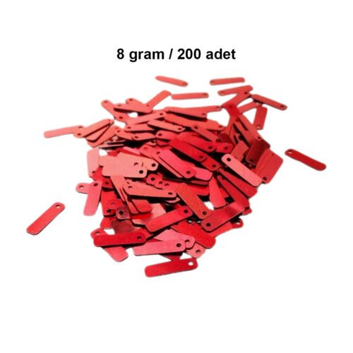 Kırmızı 15 x 5 mm Dantel Oya Yazma Halhal Abiye Pulu Lazer Kesim Pul 200 adet / 8 gram