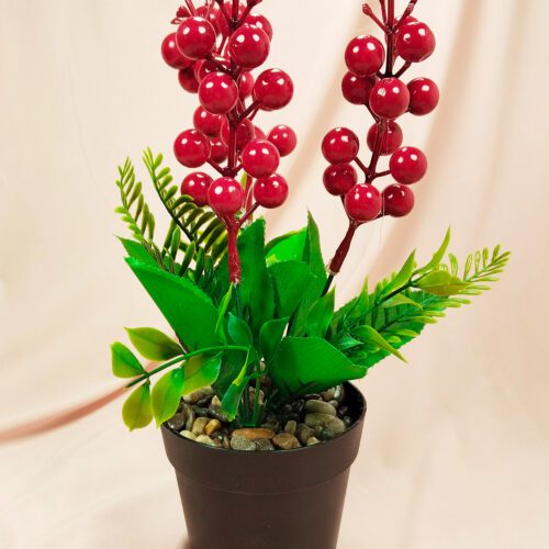 Cocina Yılbaşı Kokina Saksıda Şık Dekorasyon Süsleme Yapay Çiçek 26 cm