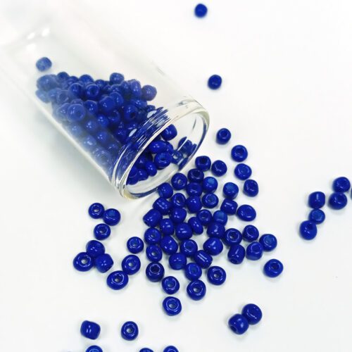 Dökme Cam Kum Boncuk Büyük Boy (6/0) 4 mm - 20 Gram - Koyu Mavi - BNC103