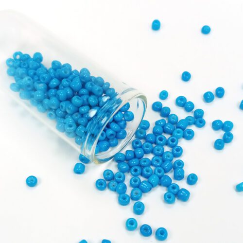 Dökme Cam Kum Boncuk Büyük Boy (6/0) 4 mm - 20 Gram - Açık Mavi - BNC106