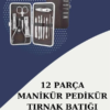 12 Parça Paslanmaz Çelik Kompakt ve Taşınabilir Manikür Makası Tırnak Makası