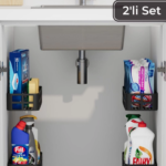 2'li Yapışkanlı Evye Altı ve Dolap İçi Düzenleyici Organizer Raf Seti