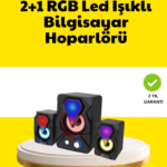 2.1 USB Bağlantılı Oyun Hoparlörü Renkli LED Işıklı