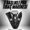 3'lü Set Saç Sakal Kesme Traş Makinesi Burun Kılı Alma Tıraş Makinesi