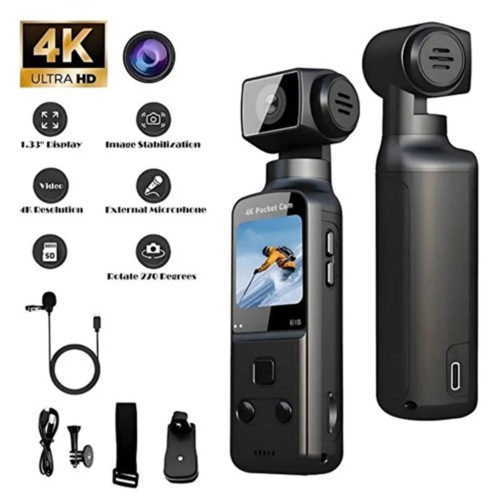 4k Ultra Hd 270° Döndürülebilir Su Geçirmez Wifi Vlog Spor Ve Aksiyon Kamerası
