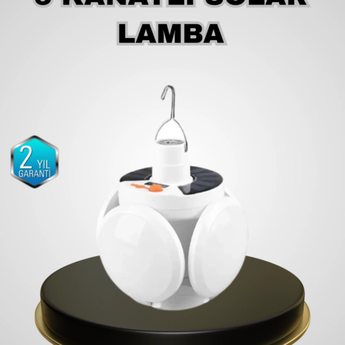 5 Kanatlı Solar Kamp Lambası – USB Şarjlı