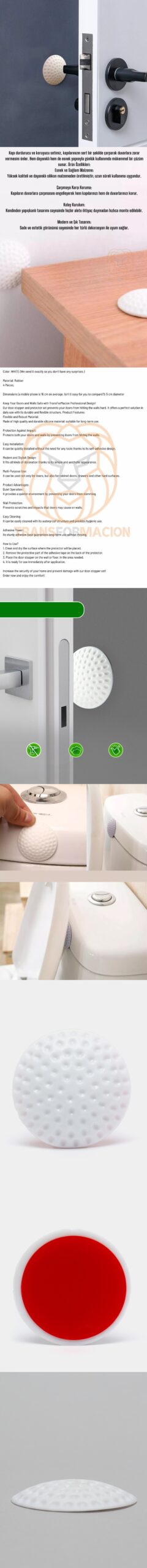 Turk Kapı Stopperi Golf Topu Model Kapı Çarpma Önleyici 4 Adet - Görsel 2