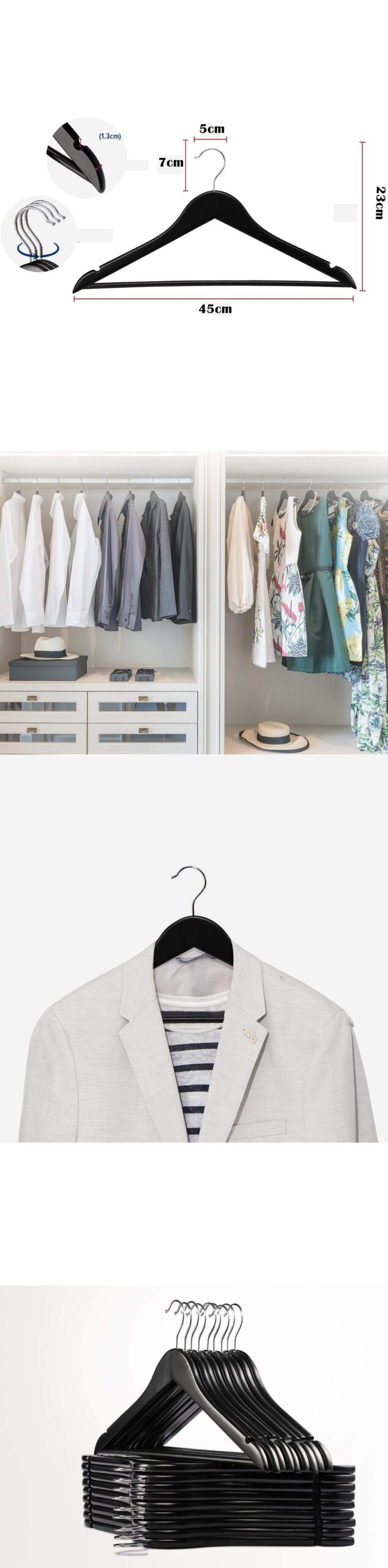 Turk Ahşap Görünüm Plastik Askı 20 ADET SİYAH - Görsel 2