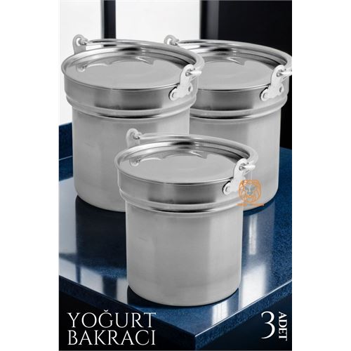 Turk Paslanmaz Çelik Yoğurt Bakracı 3 ADET 5 Lt