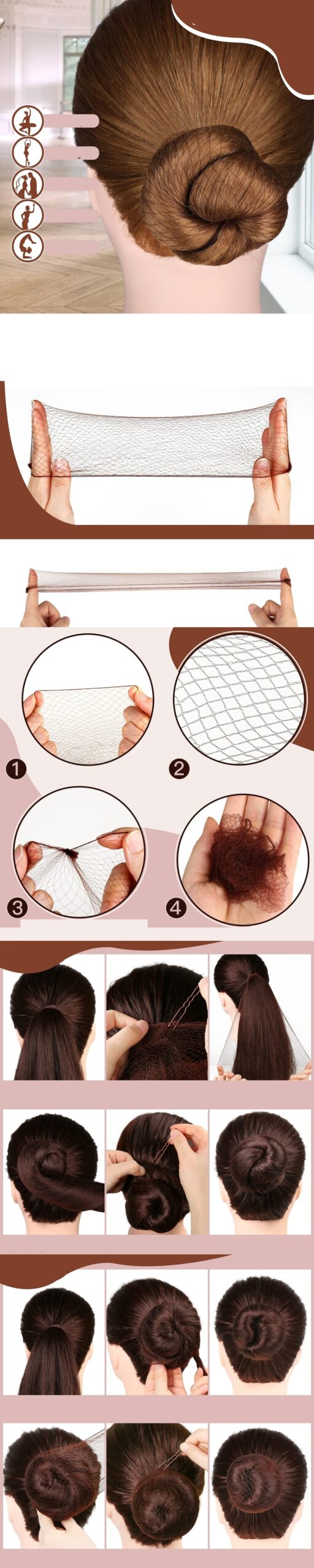 Turk KAHVE Saç Filesi Görünmez 12 ADET - Görsel 2