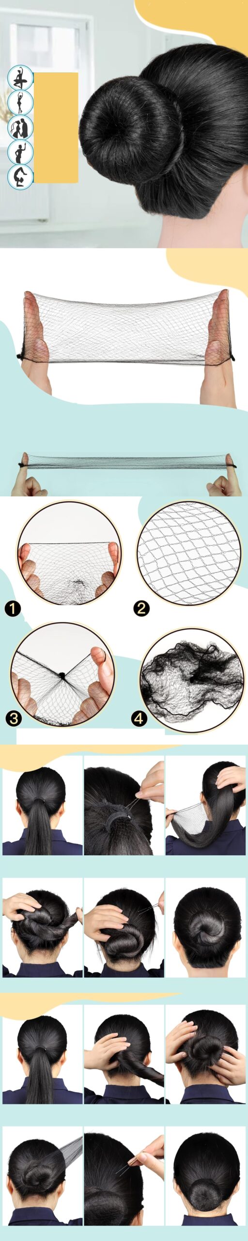 Turk SİYAH Saç Filesi Görünmez 12 ADET - Görsel 2