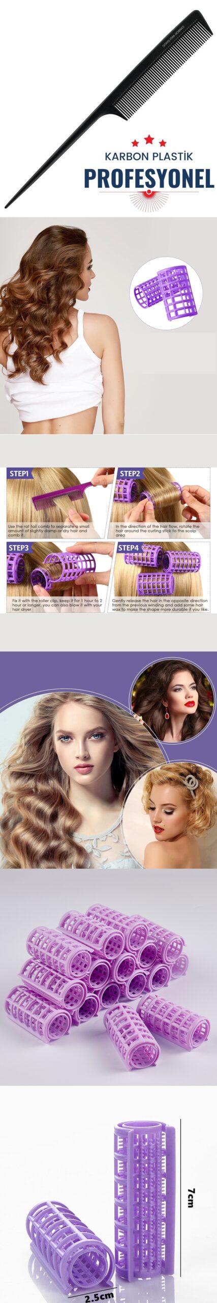 Turk Kafes Gece Bigudisi 2.5 cm 20 Adet Solingen Professional - Görsel 2