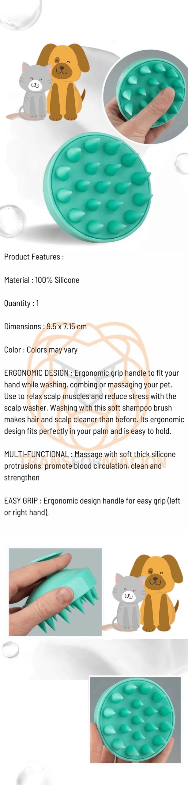 Turk Hayvan Tüy Toplama Yıkama Kaşınma Silikon Fırçası - Görsel 2