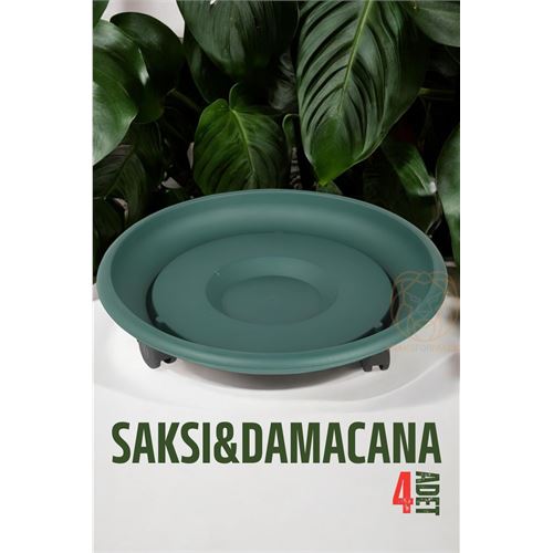 Turk Tekerlekli Saksı Altığı 4 ADET 37 CM YEŞİL