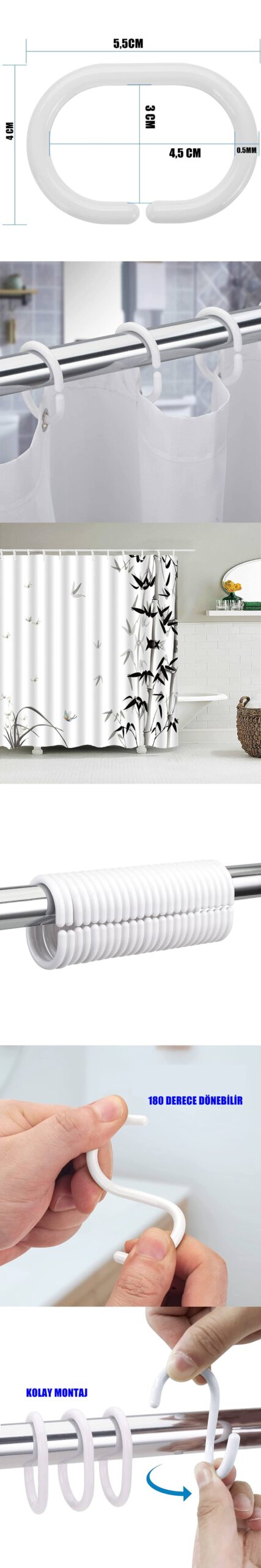 Turk Banyo Perde Halkaları 40 ADET - Görsel 2