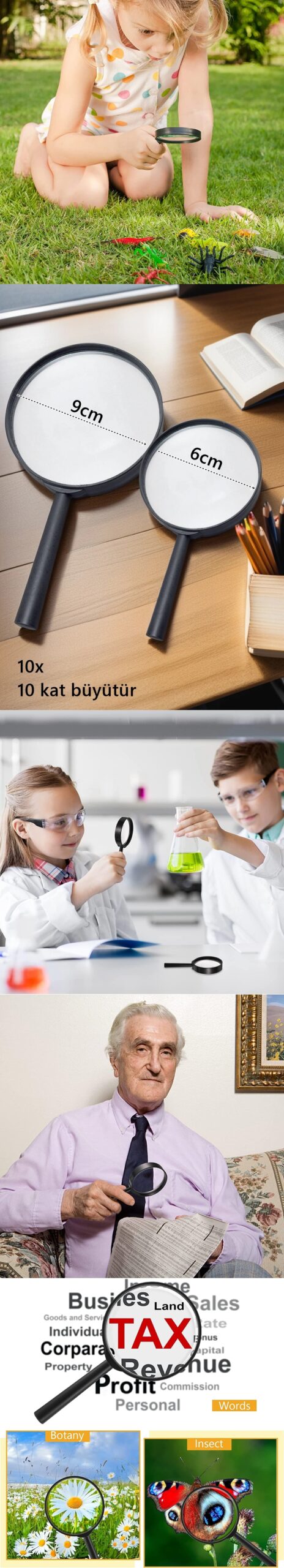 Turk 10X Büyüteç 6 ve 9 cm 2 li SET - Görsel 2