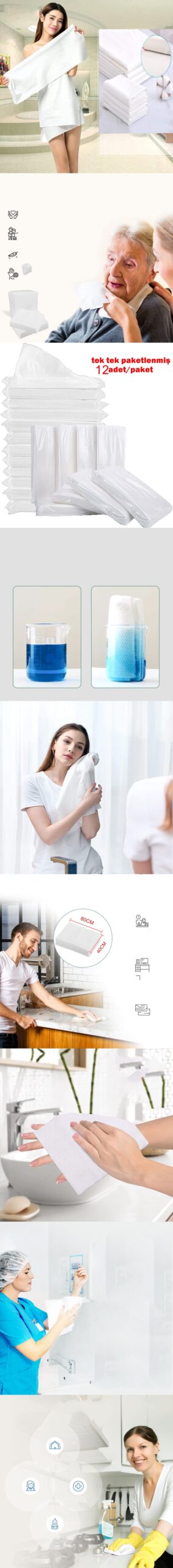 Turk Tek Kullanımlık Kuru Havlu Çok Amaçlı 40X80 CM 12 Adet - Görsel 2