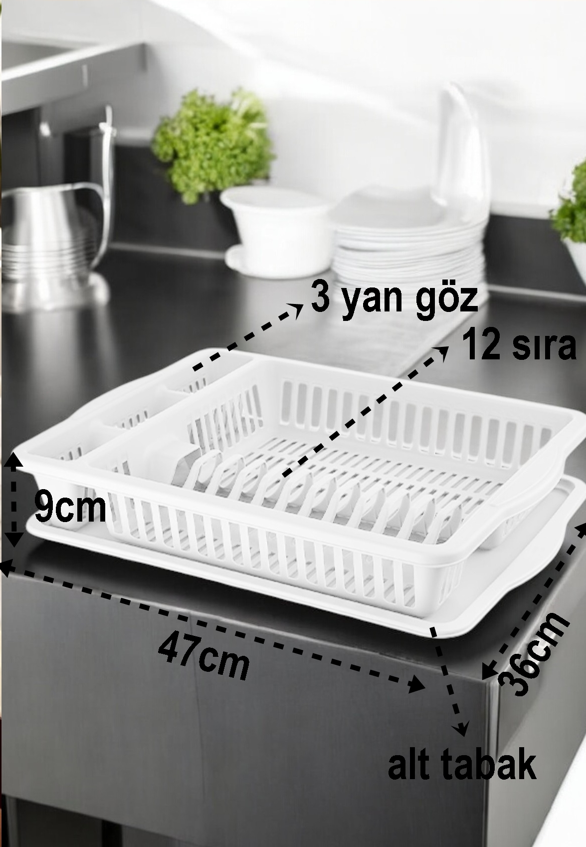 Turk Bulaşık Durulama Sepeti Tabaklık Bulaşık Kurutmalık BEYAZ Alessi - Görsel 2