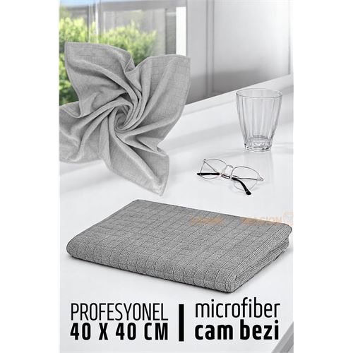 Turk Çift Yüzeyli Profesyonel Microfiber Cam Bezi - Yüksek Kalite Temizlik Bezi 40 x 40 cm