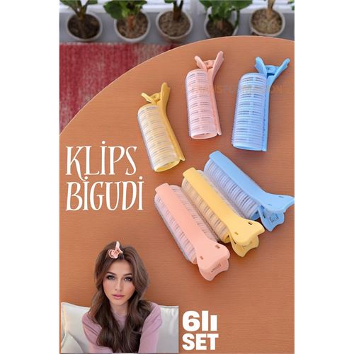 Turk Klipsli Saç Bigudisi Isısız Doğal Bukle Gece Bigudisi 3 cm 6 lı Set