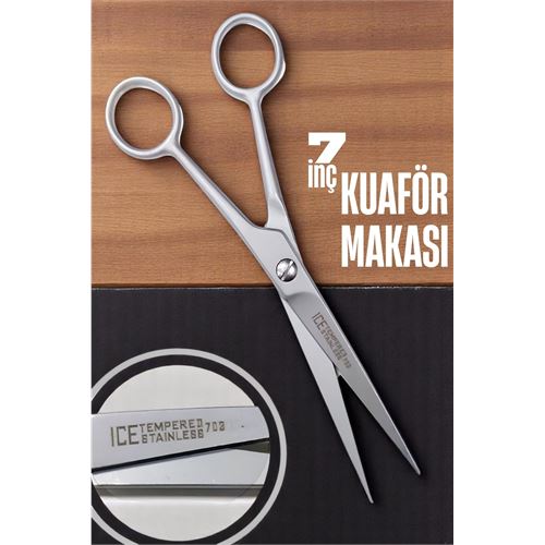 Turk Ice Tempered 702 Berber Kuaför Makası Saç Kesim Makası Bıyık Sakal Makası Kuaför ekipmanları 17 cm