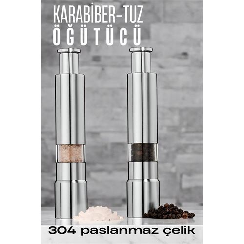 Turk 2'li Karabiber Tuz Öğütücü Profesyonel 304 Paslanmaz Çelik Manuel Baharat Değirmeni