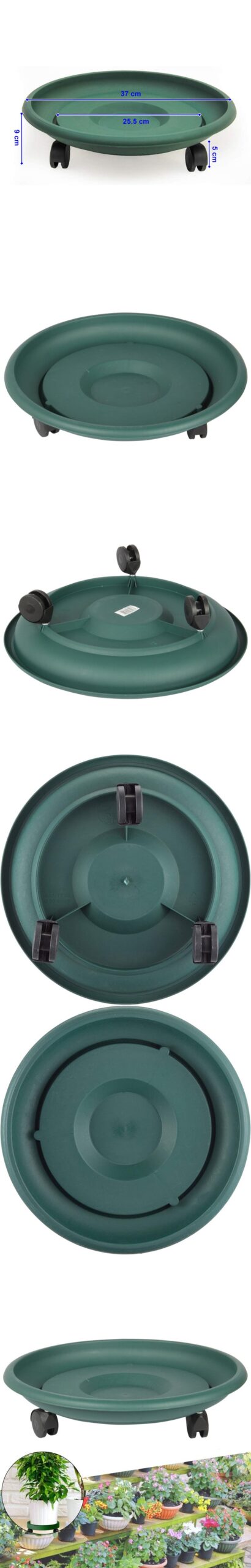 Spesifikasyonlar : 1 ADET GÖNDERİLİR. Renk : Resimdeki YEŞİL Renk-Desen Kombinasyonu birebir gönderilir. Materyal : Plastik Ölçüler : 37cm Çap Yükseklik 9 cm (tekerlek dahhil) Ekran yanılmalarına karşı lütfen ölçüleri karşılaştırın. GENİŞ KULLANIM ALANI : Çoklu Kullanım: Büyük