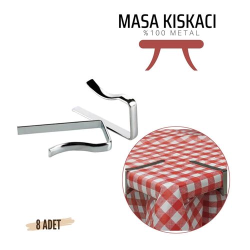 Turk Masa Örtüsü Klipsi - Metal Masa Kelepçesi Masa Örtüsü Sabitleyici 8 ADET