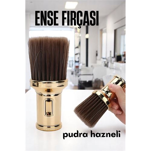 Turk Pudra Hazneli Ense Fırçası Saç Temizleme Fırçası - Berber Temizlik Fırçası- Kuaför Berber Malzemesi
