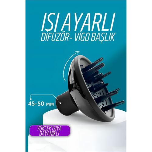 Turk Isı Ayarlamalı Fön Için Difüzör Vigo Başlık Dönerli Profesyonel