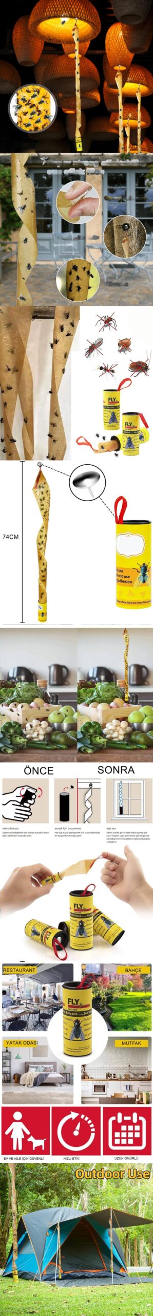 Turk Yapışkanlı Sinek Şeridi Sinek Kapanı 16 ADET - Görsel 2