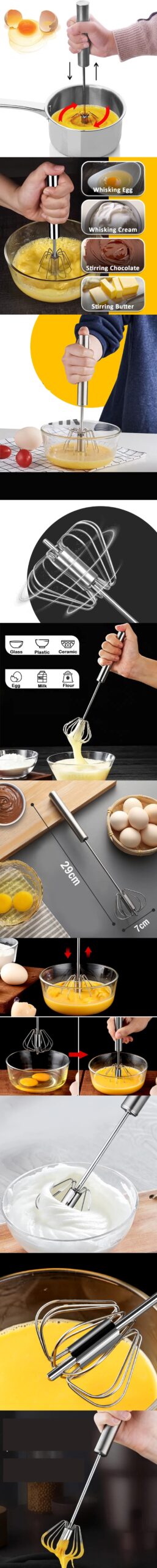 Turk Dönerli Çırpıcı 304 Paslanmaz Çelik Yumurta Çırpıcı - Görsel 2