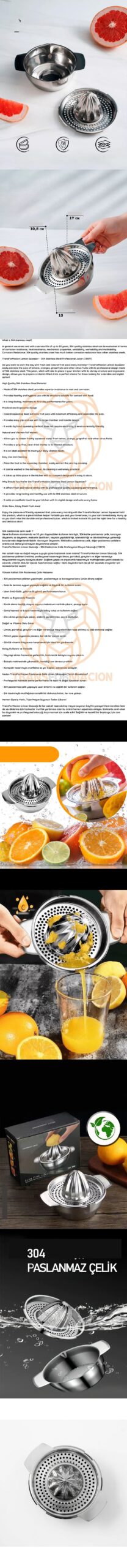 Turk Limon Sıkacağı 304 Paslanmaz Çelik Meyve Sıkacağı Profesyonel - Görsel 2