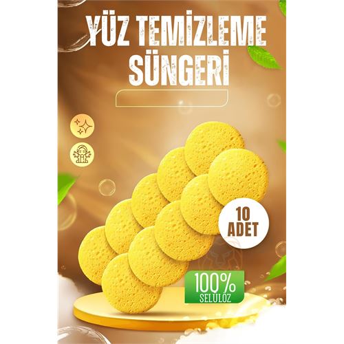 Turk Makyaj Temizlik Pedi Cilt Temizlik Süngeri Doğal Selülöz 10 ADET