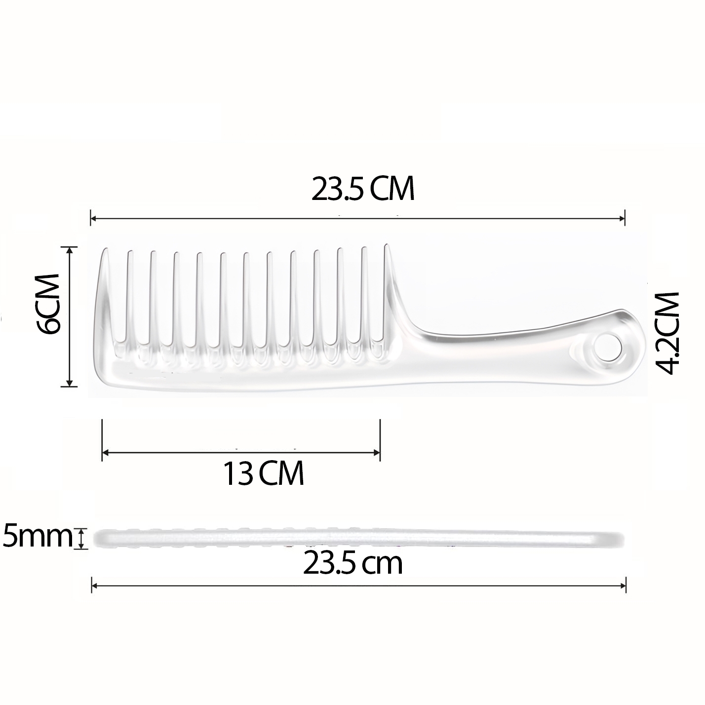 Turk Geniş Dişli Kristal Şeffaf Masaj Etkili Saç Açma Tarağı - Görsel 2