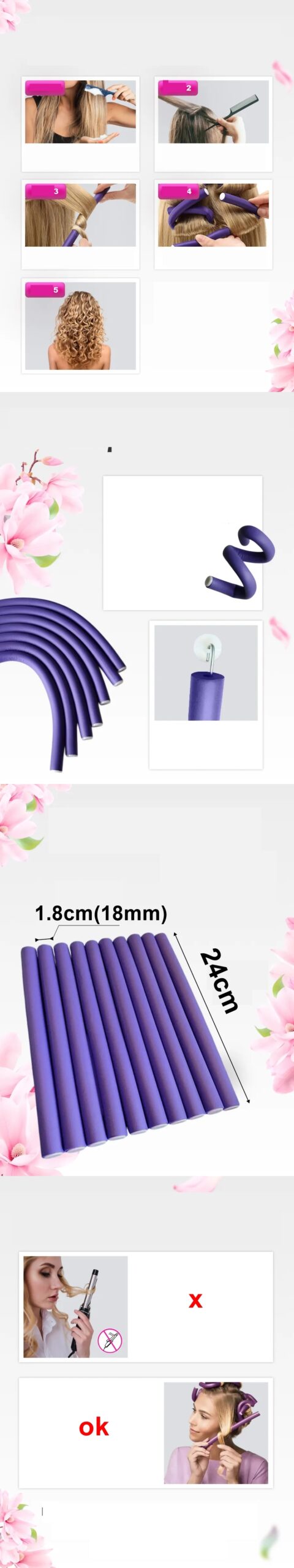 Turk Bumerang Sosis Bigudi Tarak Seti 18 mm Kalınlık 10 Adet - Görsel 2