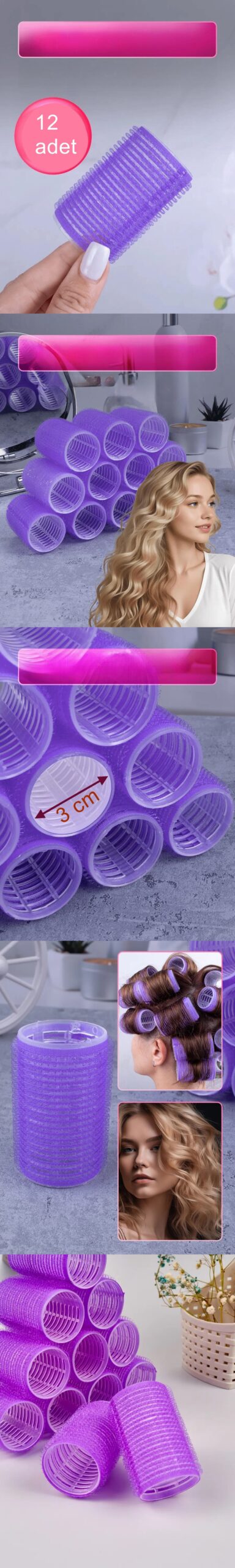 Turk 3 Cm Bigudi Saç Bigudisi Profesyonel 12 ADET - Görsel 2