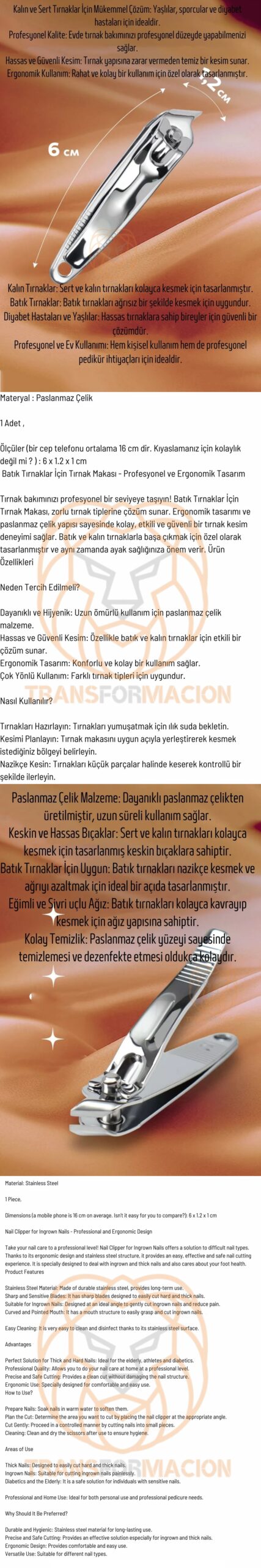 Materyal : Paslanmaz Çelik 1 Adet