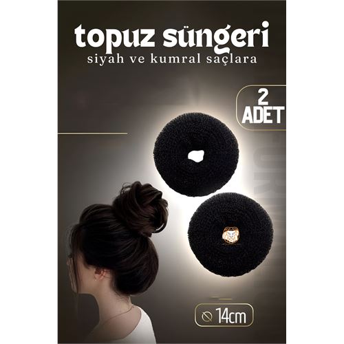 Turk Siyah Saç Topuz Süngeri 2 ADET 14 CM Çap 6 cm Kalınlık