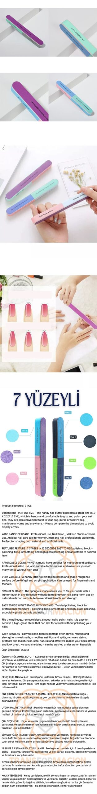 Turk 7 Yüzeyli Tırnak Törpü ve Parlatma Blok Sünger Solingen Professional - Görsel 2