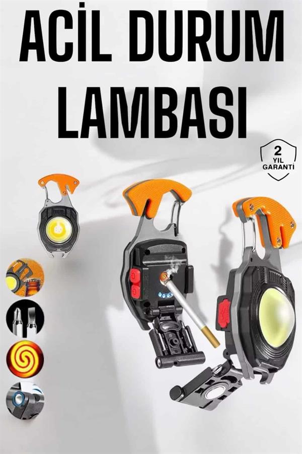 yeni nesil Kamp Feneri Çok Fonksiyonlu Fener Anahtarlık Usb Çakmaklı Cam Kırıcı Kemer Kesici Açacak