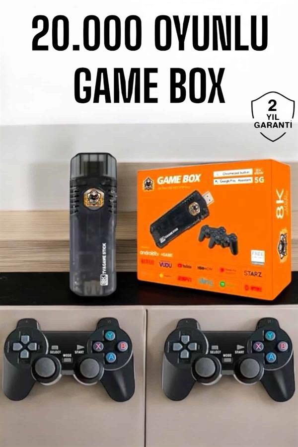 5G 8K Ultra HD 64 GB TV Box + Game Box Android TV ve Oyun Konsolu (2 in 1) Görsel Şölen: 4K Ultra HD ve 1080P yüksek çözünürlüklü destek sayesinde büyük ekranlarda canlı ve eğlenceli video oyunlarının keyfini çıkarın. TV