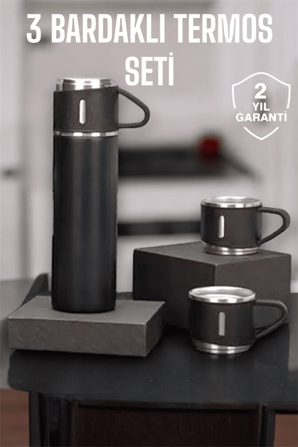 Isı kaybına son! Paslanmaz çelik malzemesiyle dayanıklı ve şık bir tasarıma sahip bu 3’lü termos seti