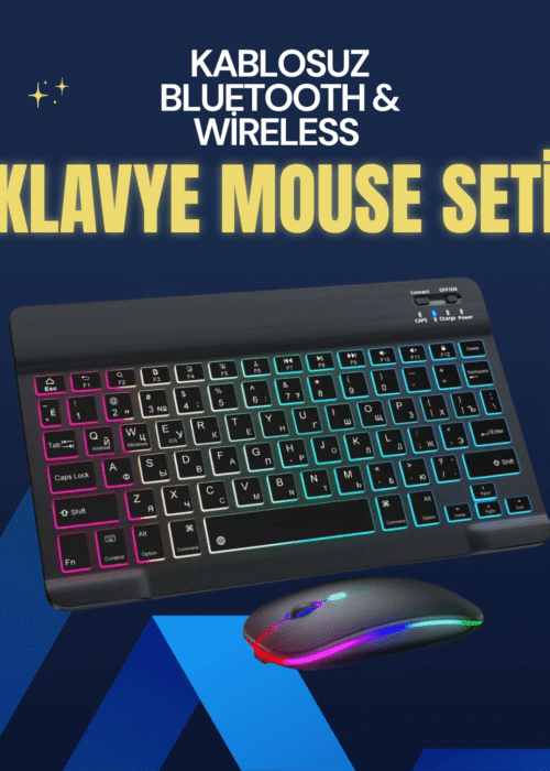 Şık ve Sessiz Tasarımlı Işıklı Klavye Mouse Seti – Şarjlı Wireless