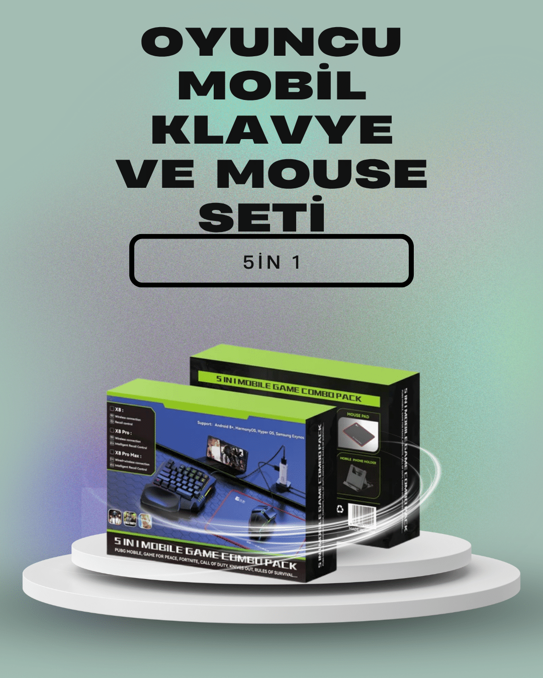 Mobil Oyunlar için Klavye Mouse ve Dönüştürücü Seti
