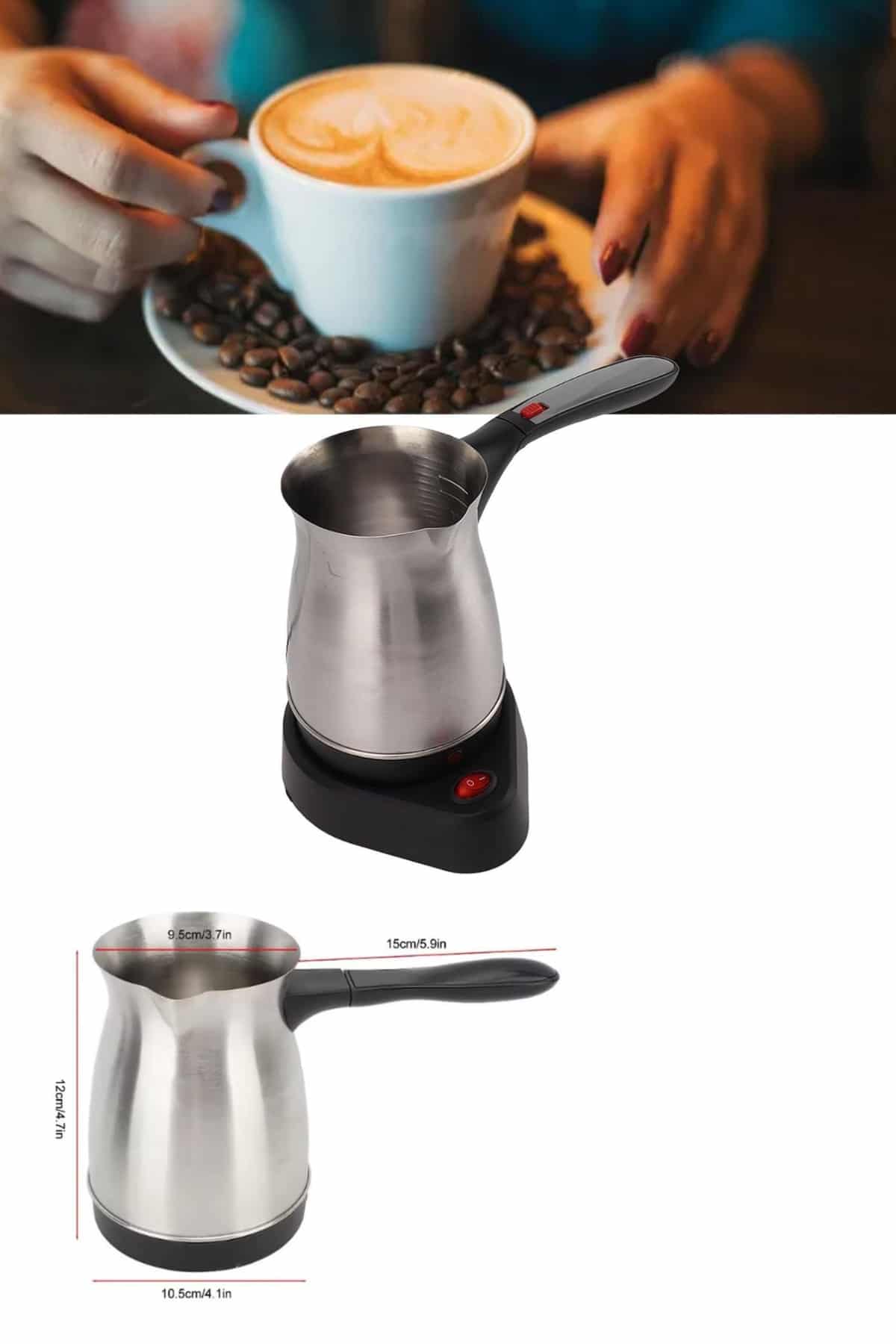 800 watt gücüyle yüksek performans sağlar ve mükemmel Türk kahvesi deneyimi sunar. 360 ml kapasitesi ile 6 fincana kadar kahve hazırlayabilirsiniz